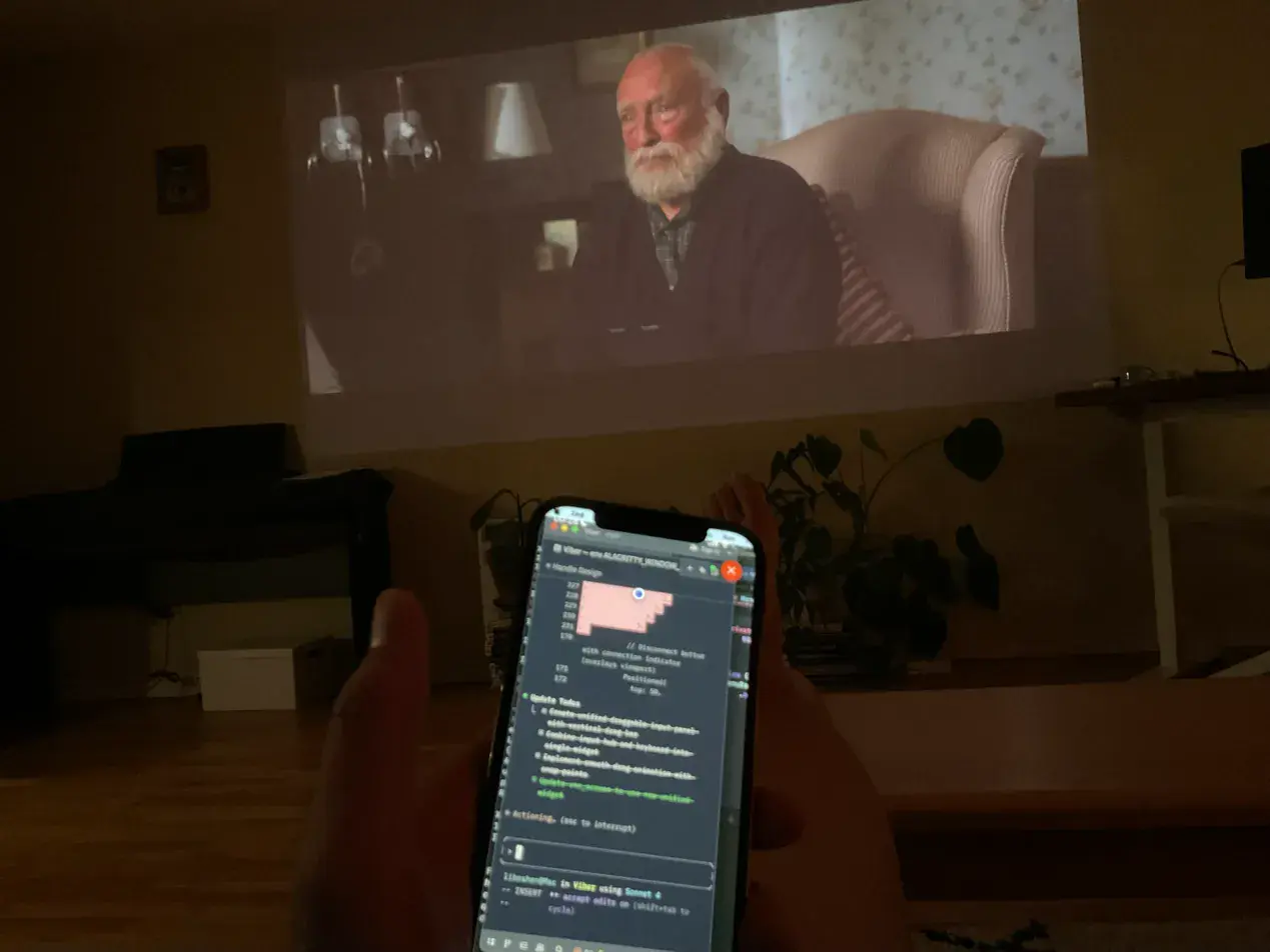 Reviewing code on iPhone while watching TV